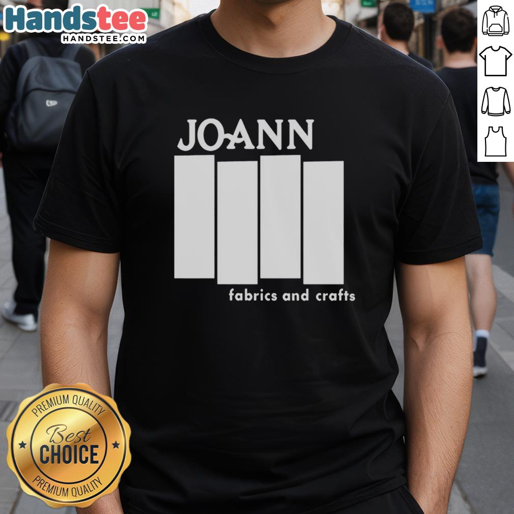 official-joann-fabric-and-craft-t-shirt-1 Official Joann Fabric and Craft T-Shirt featuring colorful fabric patterns, perfect for crafting enthusiasts.