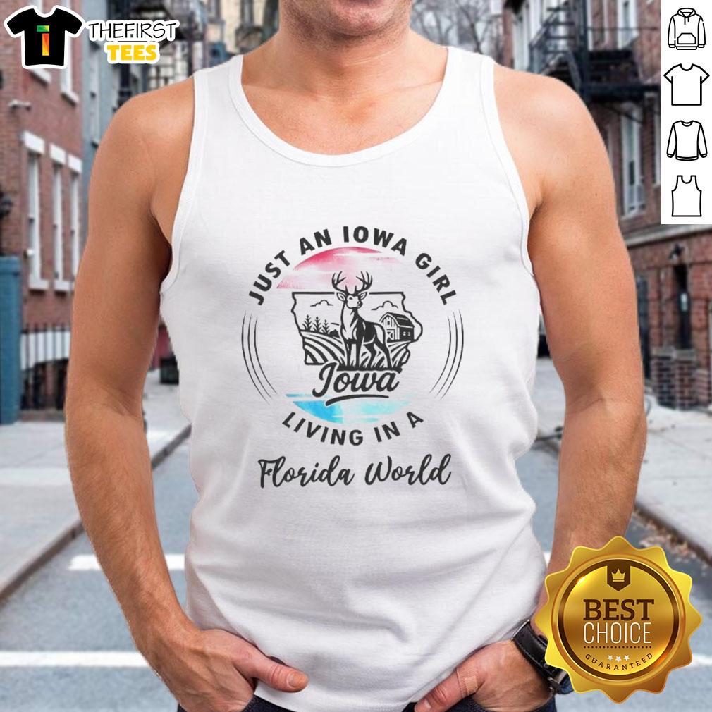official-just-an-iowa-girl-living-in-a-florida-world-tank-top Official Just An Iowa Girl Living In A Florida World tank top design featuring vibrant colors and stylish typography.