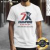 Alt Text: Official New England Patriots 7X Super Bowl Champions logo t-shirt featuring vibrant graphics and team colors.