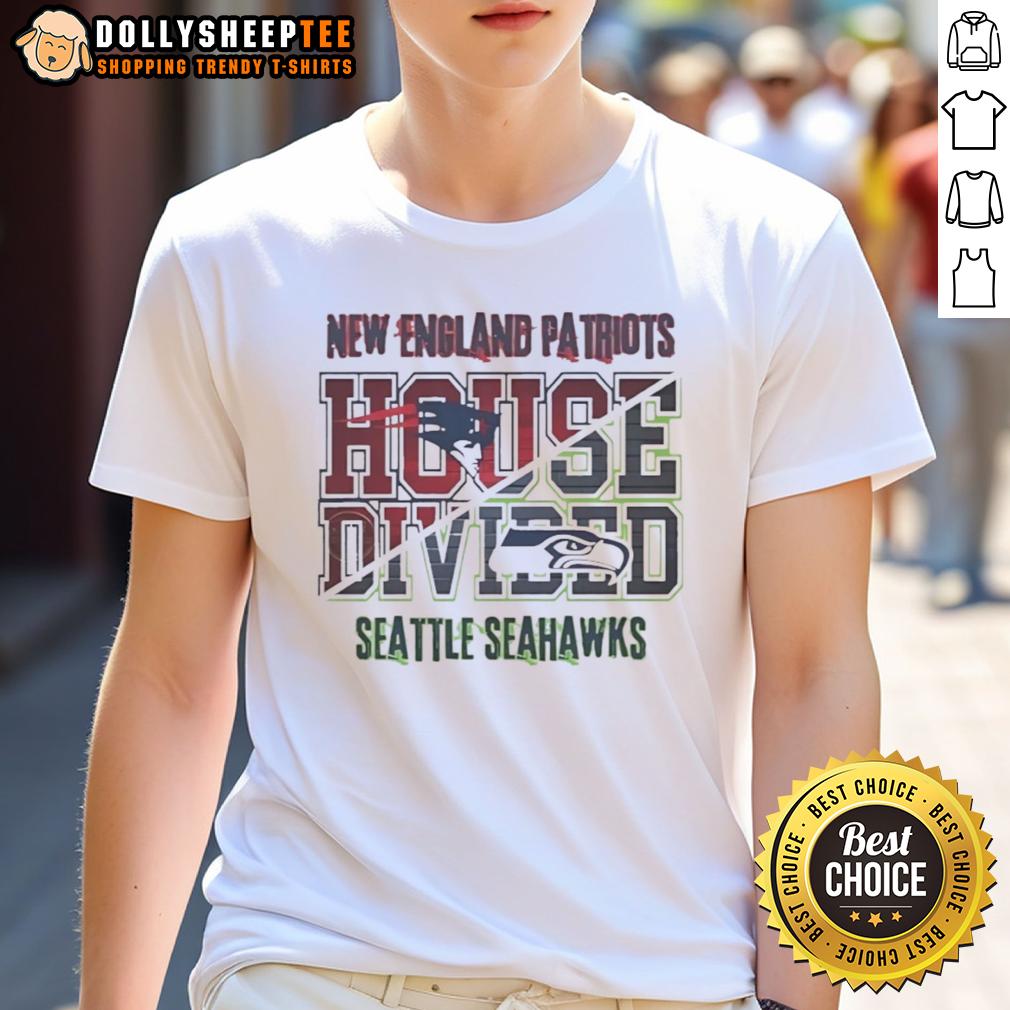 Official New England Patriots Vs Seattle Seahawks House Divided T Shirt Official New England Patriots Vs Seattle Seahawks house divided T-shirt featuring team logos and vibrant colors.
