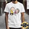 Alt Text: Official Peanuts Greatest Hits T-Shirt featuring Linus and Lucy design, perfect for fans of classic cartoons and music.
