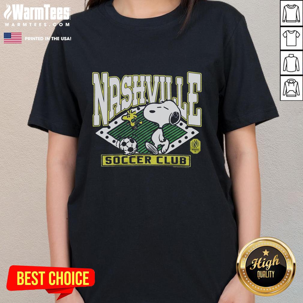 official-peanuts-snoopy-x-nashville-sc-ladies-tee Alt Text: Official Peanuts Snoopy X Nashville SC ladies tee featuring a playful Snoopy design in vibrant colors.