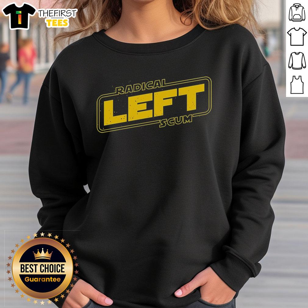official-radical-left-scum-star-wars-logo-style-yellow-border-political-sarcastic-statement-meme-sweatshirt Radical Left Scum sweatshirt featuring a Star Wars logo style with a yellow border, perfect for political meme enthusiasts.