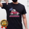 Alt Text: Official Snoopy and Woodstock riding New England Patriots car on AFC Championship Champions 2025-26 T-Shirt