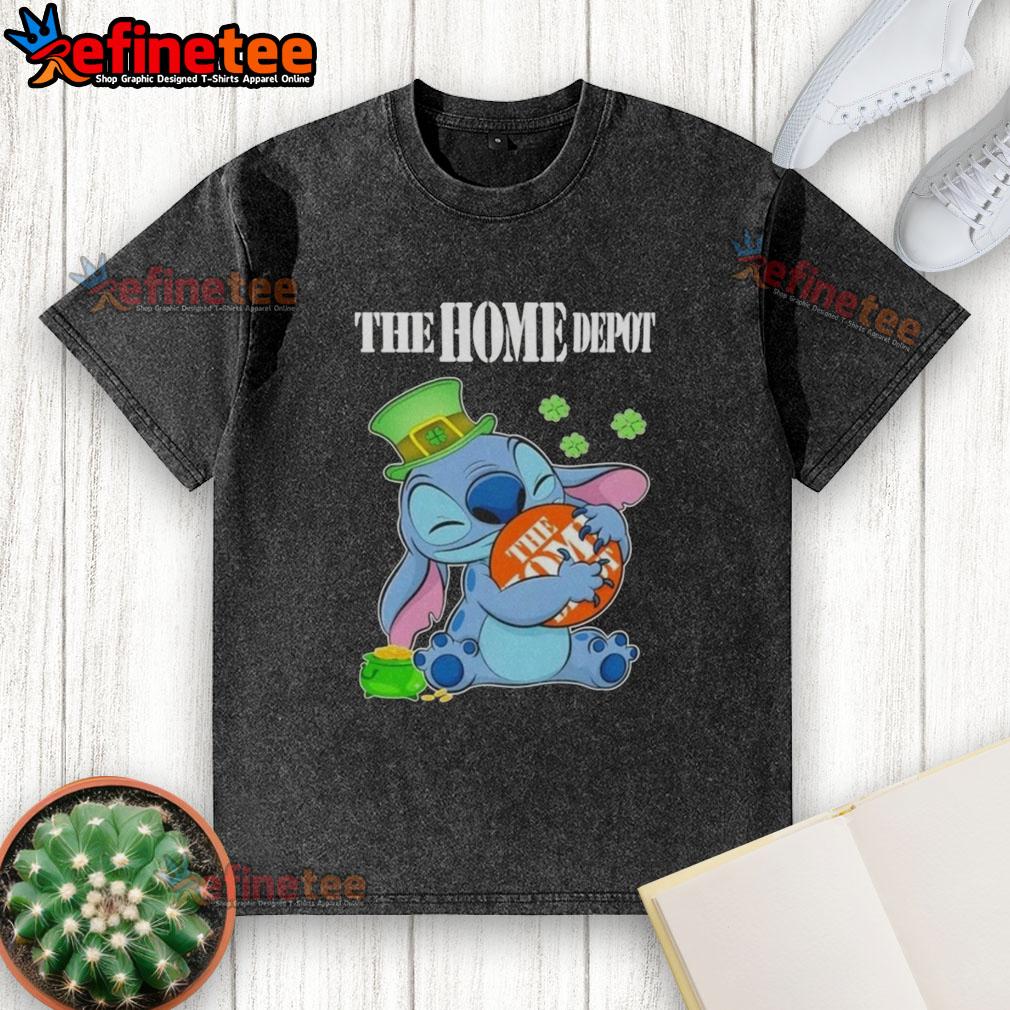 official-stitch-with-st-patricks-hug-the-home-depot-logo-washed-t-shirt Official Stitch St. Patrick's Day Hug T-Shirt with Home Depot logo, featuring a festive green design perfect for celebrations.