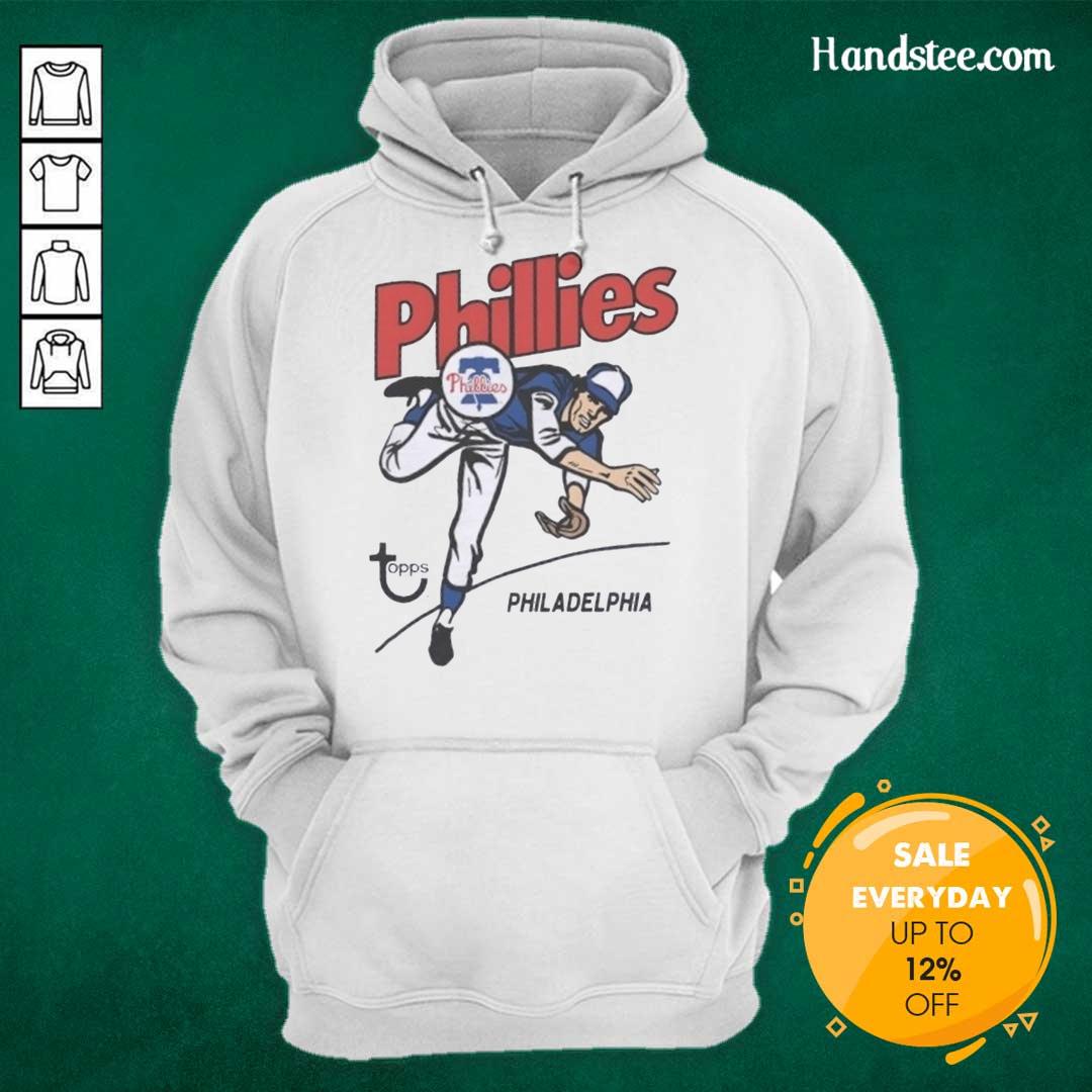 official-topps-philadelphia-phillies-raglan-hoodie Official Topps Philadelphia Phillies raglan hoodie featuring team colors and logo, perfect for fans and casual wear.