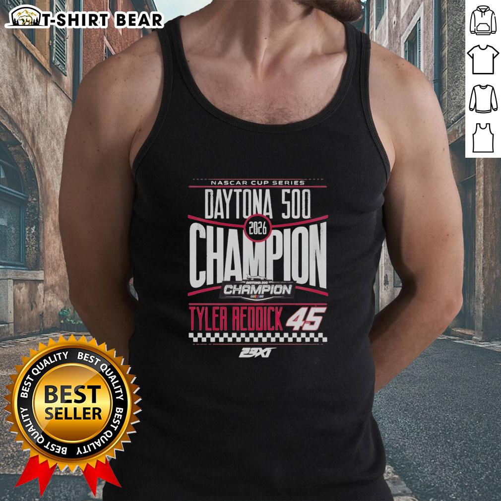 Official Tyler Reddick 45 Checkered Flag Sports 2026 Daytona 500 Champion Tank Top Official Tyler Reddick 45 checkered flag tank top celebrating the 2026 Daytona 500 Champion victory in racing fashion.