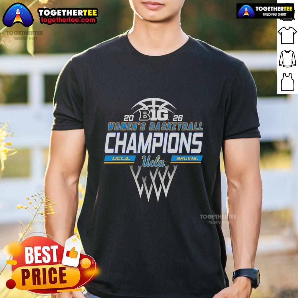 Official Ucla Bruins 2026 Big Ten Women’S Basketball Regular Season Champions Locker Room T-Shirt Alt Text: Official UCLA Bruins 2026 Big Ten Womens Basketball Champions locker room t-shirt showcasing team pride and victory.