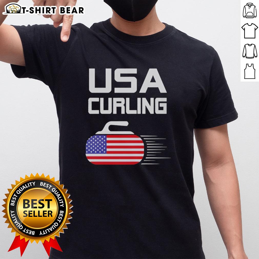 Official Usa Curling American Flag Stone T Shirt Official USA Curling American Flag Stone T-Shirt featuring a bold design of the American flag and curling stone.