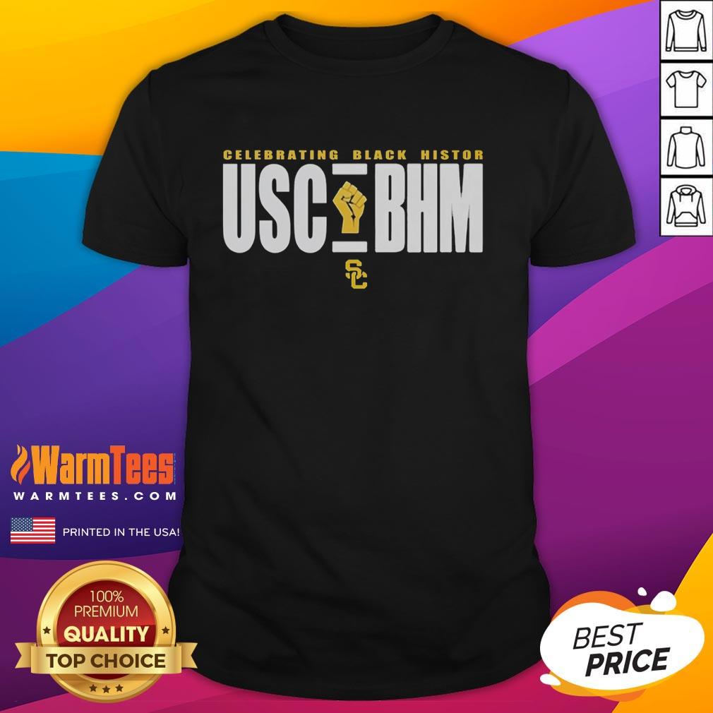 official-usc-bhm-black-history-month-logo-t-shirt Alt Text: Official USC BHM Black History Month logo t-shirt featuring vibrant design celebrating Black culture and heritage.