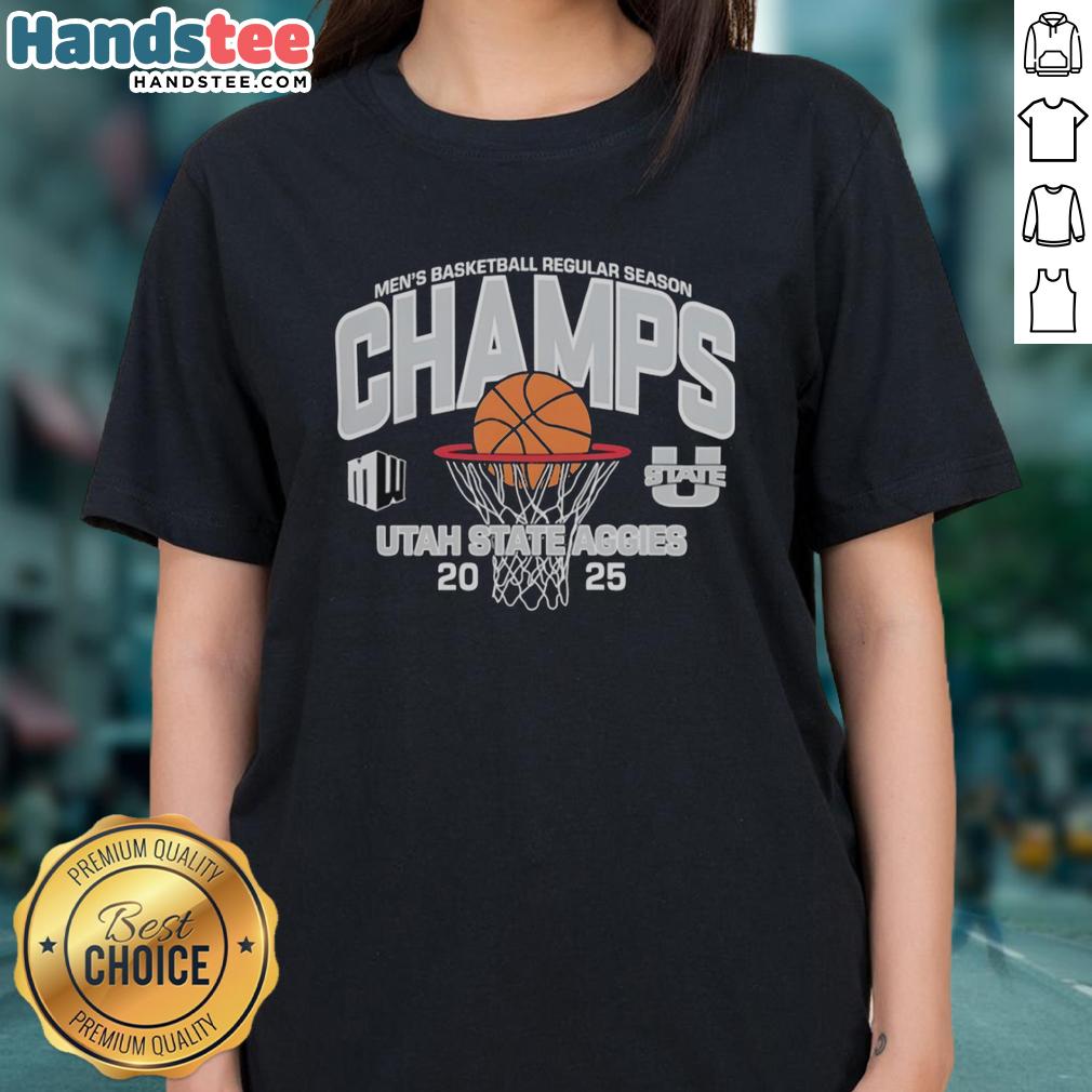 official-utah-state-aggies-mens-basketball-2025-mountain-west-regular-season-champions-ladies-tee Official Utah State Aggies Men's Basketball 2025 Mountain West Champions ladies tee showcasing team pride and style.