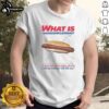Official 'What Is Inflation' T-Shirt featuring bold text about rising hotdog prices, perfect for humor and economic discussions.