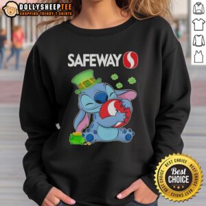 Top Stitch sweatshirt featuring St. Patrick's Day hug design and Safeway logo, perfect for festive celebrations.