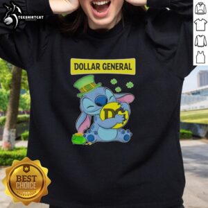 Good Stitch St. Patrick's Day sweatshirt with Dollar General logo, perfect for festive celebrations and casual wear.