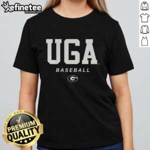Alt Text: Top Georgia UGA baseball wordmark and logo on a stylish ladies tee, perfect for fans and casual wear.