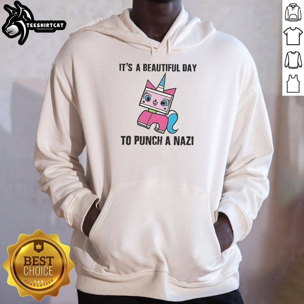 original-its-a-beautiful-day-to-punch-a-nazi-princess-unikitty-hoodie Colorful Unikitty hoodie featuring 'It's A Beautiful Day To Punch A Nazi' design, perfect for expressing bold statements.
