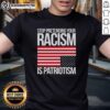 Original Stop Pretending Your Racism Is Patriotism America T-Shirt design featuring bold text and patriotic colors.
