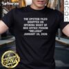 Original The Epstein Files T-Shirt on opening night of 'Box Office Poison Melania' January 30, 2026.