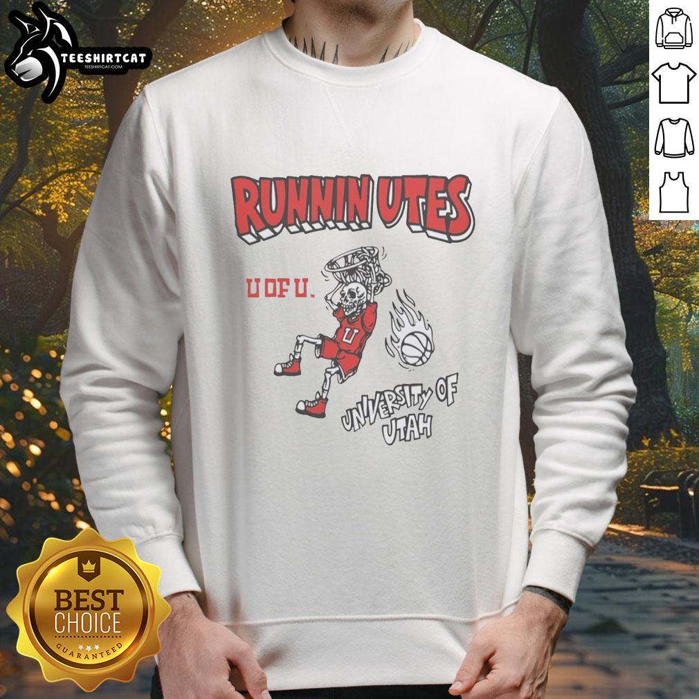 original-utah-skeleton-runnin-utes-u-of-u-sweatshirt Alt Text: Original Utah Skeleton Runnin' Utes U of U sweatshirt featuring vibrant colors and unique design for fans.