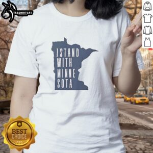 Official I Stand With Minnesota Map 2026 Ladies Tee showcasing a stylish design for proud Minnesota supporters.
