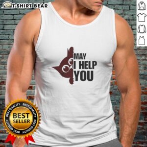 Top Cat May I Help You tank top featuring a playful cat graphic, perfect for casual summer wear.