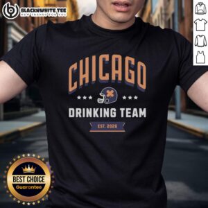 Hot Chicago Drinking Team Est 2026 Helmet T-Shirt featuring a stylish graphic for fans and party enthusiasts.