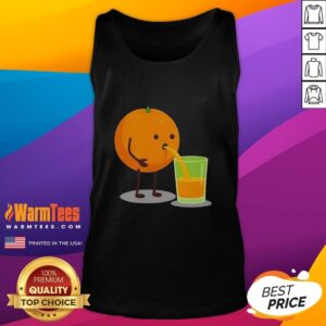 Cute hot orange juice character wearing a squeezed tank top, vibrant and playful design perfect for juice lovers.