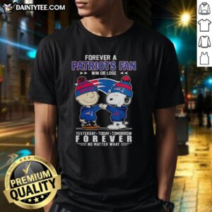 Premium Snoopy and Charlie Brown Forever New England Patriots fan t-shirt, celebrating loyalty win or lose.