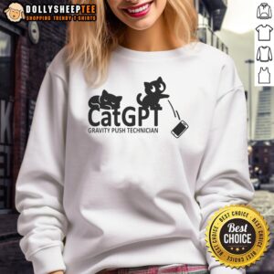Premium CatGPT Gravity Push Technician Sweatshirt in stylish design, perfect for tech enthusiasts and casual wear.