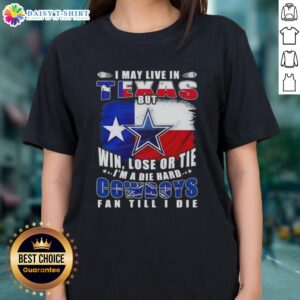 Die-hard Dallas Cowboys fan flag design on a ladies tee, showcasing Texas pride and football spirit.