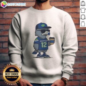 Alt Text: Premium Seattle Seahawks NFL Super Bowl LX 2026 mascot sweatshirt featuring iconic number 12 meme design.
