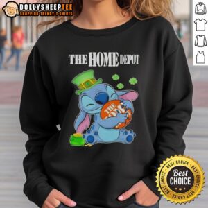 Cozy St. Patrick's Day sweatshirt featuring Home Depot logo, perfect for celebrating the holiday in style.