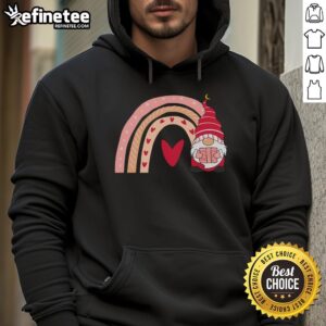 Alt Text: Cute Valentine gnome hoodie with love heart design, perfect for Valentine's Day celebrations and cozy outfits.