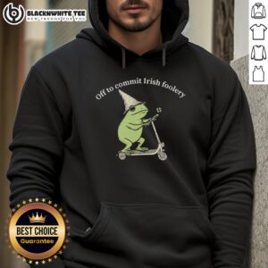 Alt Text: Awesome Frog Off To Commit Irish Foolery Hoodie featuring a playful frog design and vibrant colors.