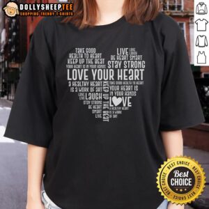Good Heart Health Awareness tee for ladies, promoting love for your heart with a stylish design and vibrant colors.