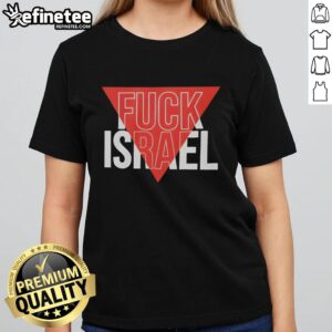 Pretty Fck Israel text on a stylish ladies tee, showcasing a bold statement in trendy fashion for social activism.