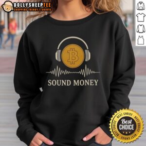 Original Sound Money Bitcoin Headphone Sweatshirt featuring a stylish design for crypto enthusiasts.