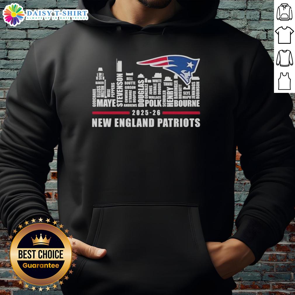 Premium 2025 26 New England Patriots Football All Names City Skyline Hoodie