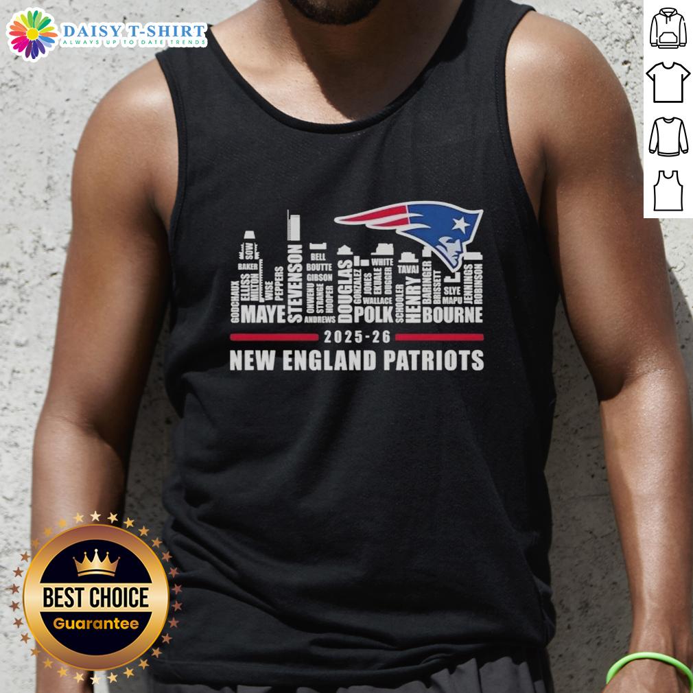 Premium 2025 26 New England Patriots Football All Names City Skyline Tank Top