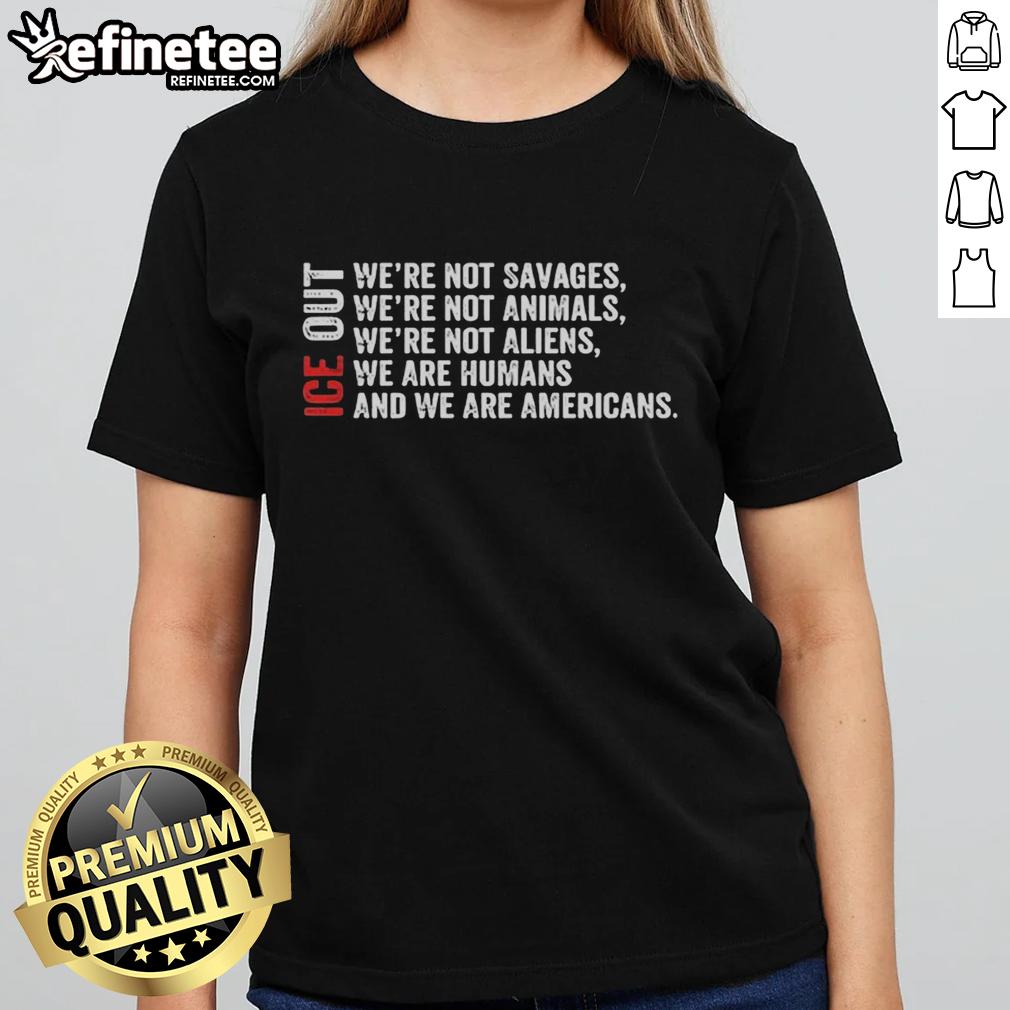 premium-bad-bunny-we-are-not-savages-animals-alien-we-are-humans-ice-out-quote-ladies-tee Premium Bad Bunny We Are Not Savages tee featuring 'We Are Humans' quote, perfect for ladies who love music and style.