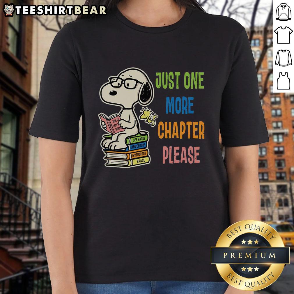 premium-just-one-more-chapter-please-snoopy-book-ladies-tee Alt Text: Premium Just One More Chapter, Please Snoopy Book Ladies Tee for book lovers and Snoopy fans, stylish and comfy.