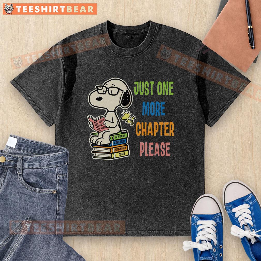premium-just-one-more-chapter-please-snoopy-book-washed-t-shirt Alt Text: Premium Just One More Chapter Please Snoopy book washed t-shirt featuring a playful Snoopy graphic design.