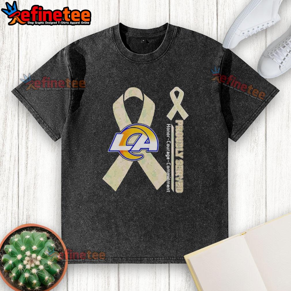 premium-los-angeles-rams-proudly-served-honor-courage-commitment-washed-t-shirt Premium Los Angeles Rams t-shirt showcasing honor, courage, and commitment in a stylish washed design.