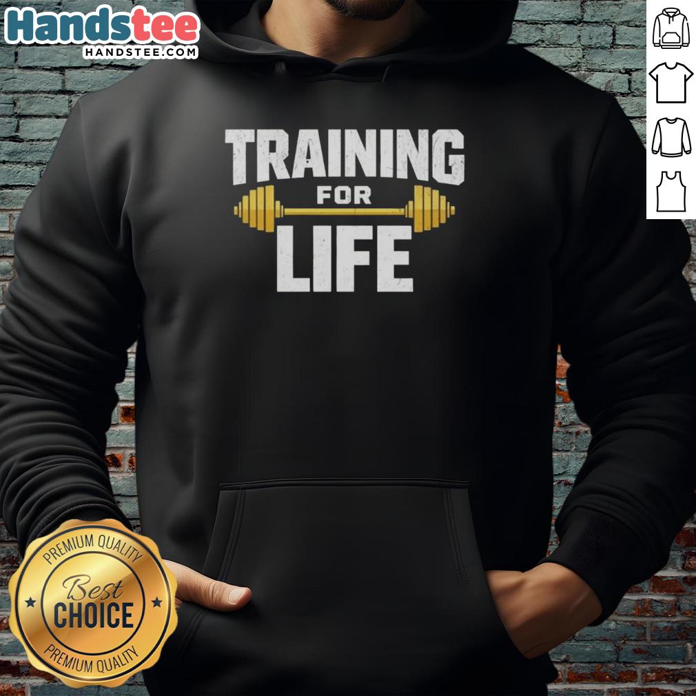 premium-training-for-life-gym-hoodie Premium Training for Life Gym Hoodie in black, featuring a stylish design perfect for workouts and casual wear.