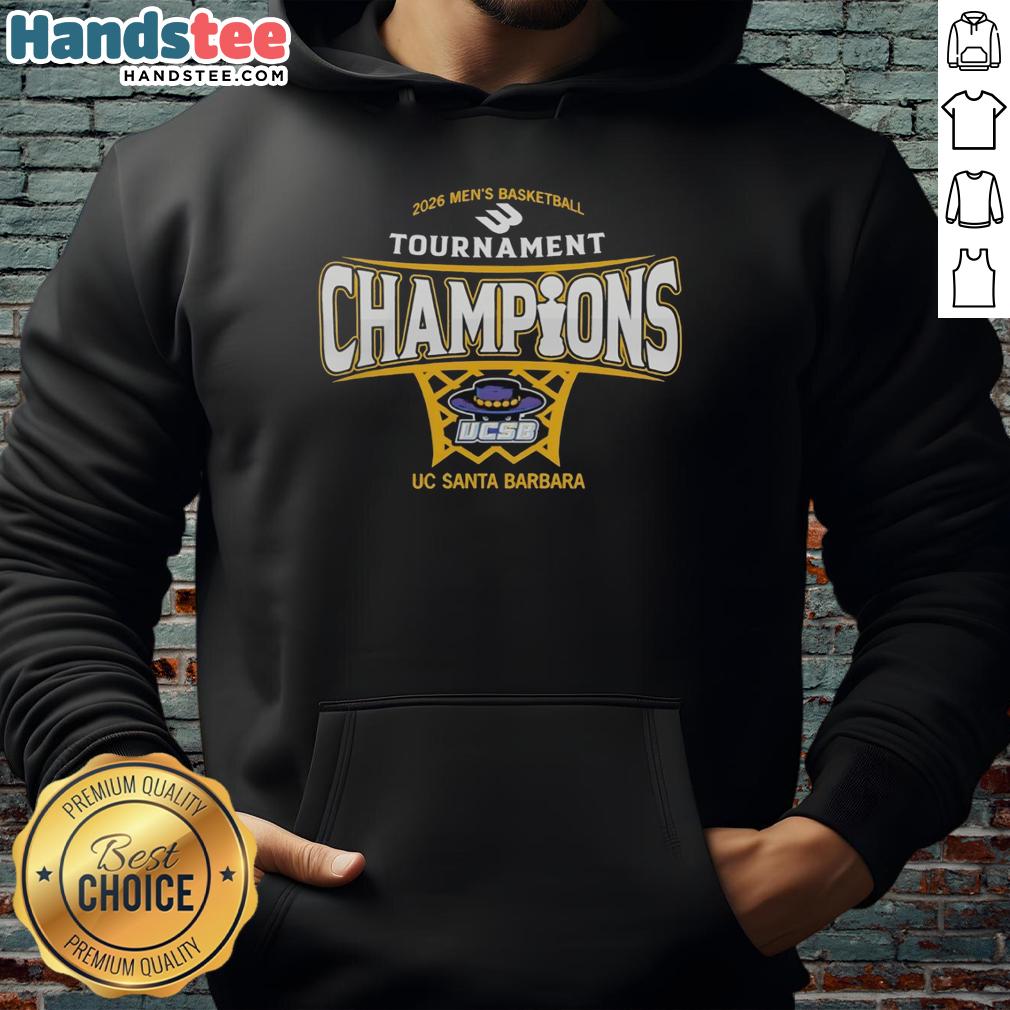 premium-uc-santa-barbara-mens-basketball-2026-big-west-conference-tournament-champions-hoodie Premium UC Santa Barbara Men's Basketball 2026 Big West Conference Tournament Champions Hoodie in navy blue.