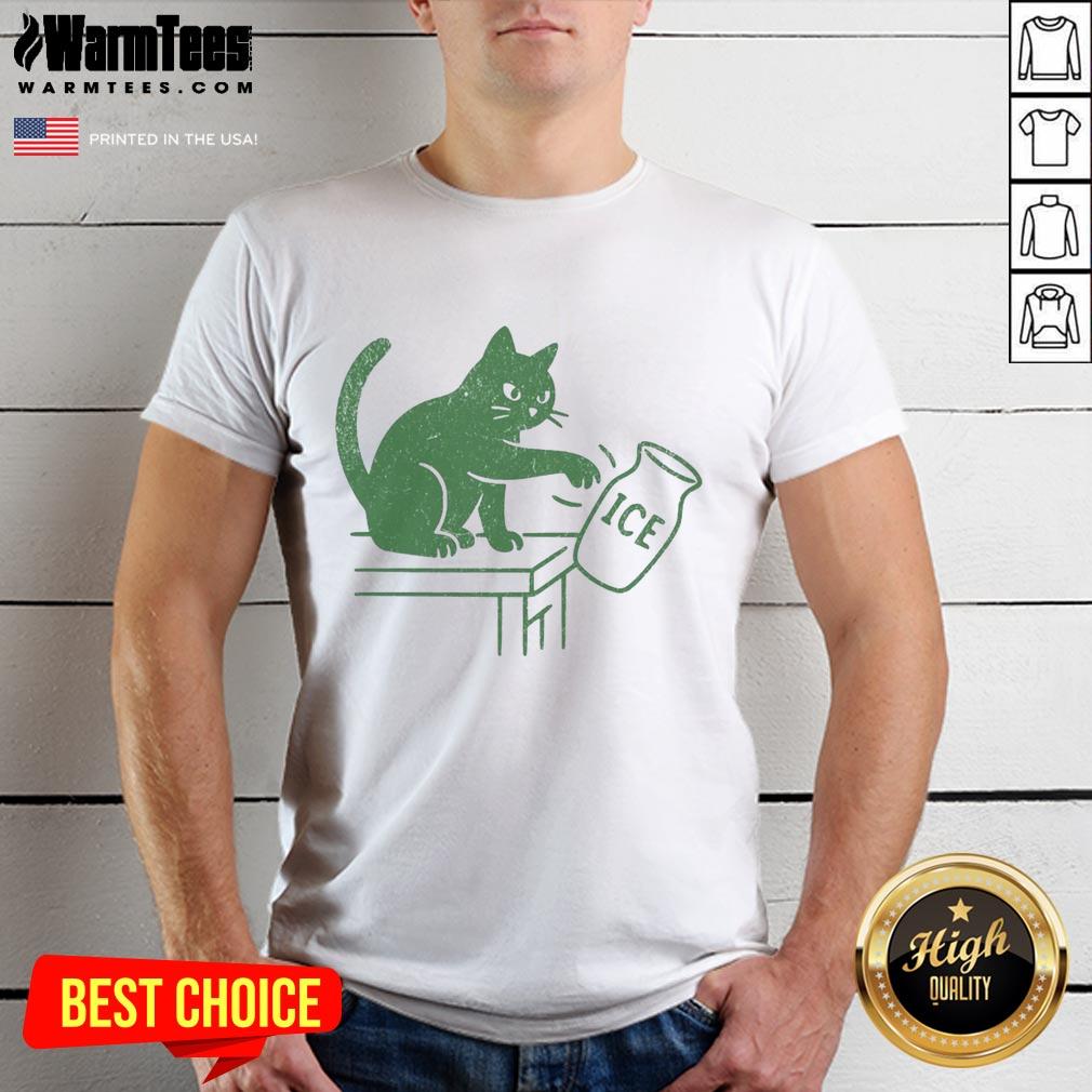 pretty-abolish-ice-funny-cat-political-t-shirt-1 Funny cat graphic on a political T-shirt with 'Pretty Abolish Ice' slogan, perfect for animal lovers and activists.