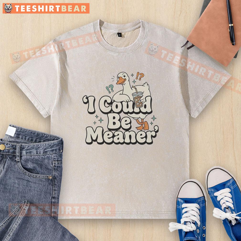 pretty-goose-i-could-be-meaner-washed-t-shirt Pretty Goose I Could Be Meaner washed t-shirt featuring a playful graphic design, perfect for casual wear.