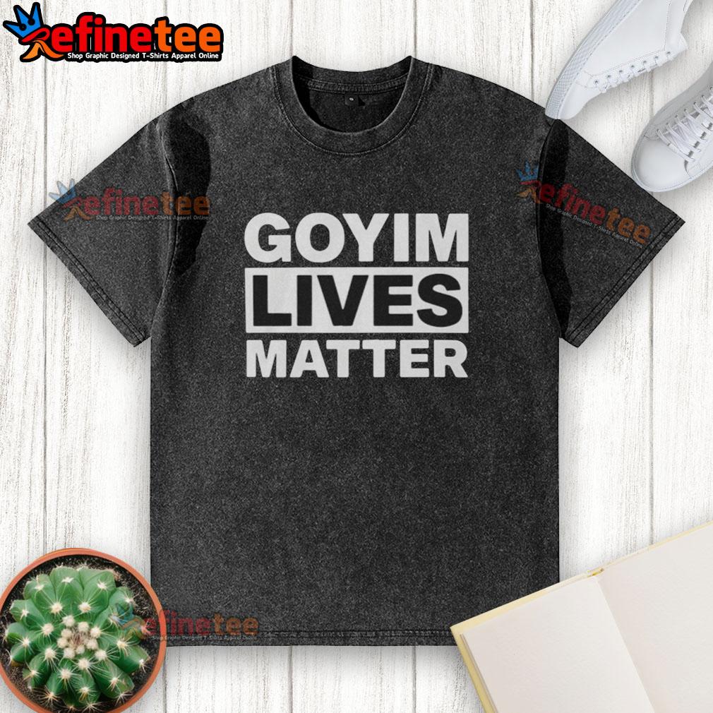 pretty-goyim-lives-matter-washed-t-shirt Pretty Goyim Lives Matter washed t-shirt displayed on a hanger, showcasing a casual style and vibrant graphic design.