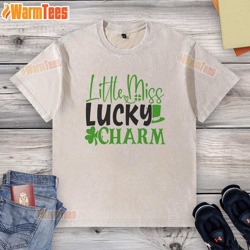 pretty-little-miss-lucky-charm-washed-t-shirt Alt Text: Pretty Little Miss Lucky Charm Washed T-Shirt in soft fabric, featuring a trendy design and vibrant colors for casual style.