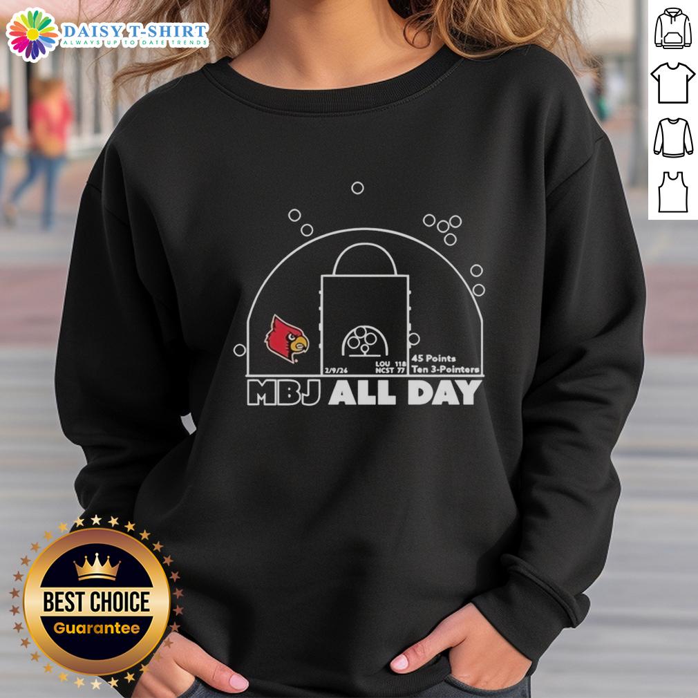 Pretty Mikel Brown Jr Louisville Cardinals All Day Sweatshirt Alt Text: Pretty Mikel Brown Jr. in a Louisville Cardinals All Day sweatshirt, showcasing team spirit and style.